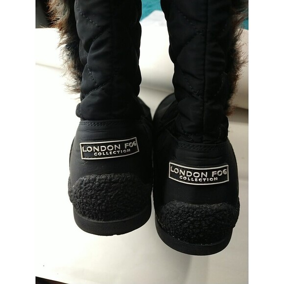 London Fog Inside Zip Black Boot Faux Fur Trim Calf Boots. Size 8 - Picture 5 of 9